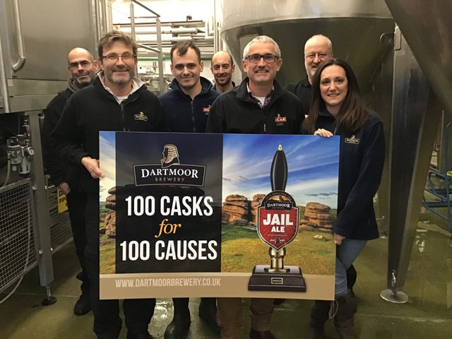 Dartmoor Brewery MD Ian Cobham (third from right) launching the new community initiative with members of the Brewery team