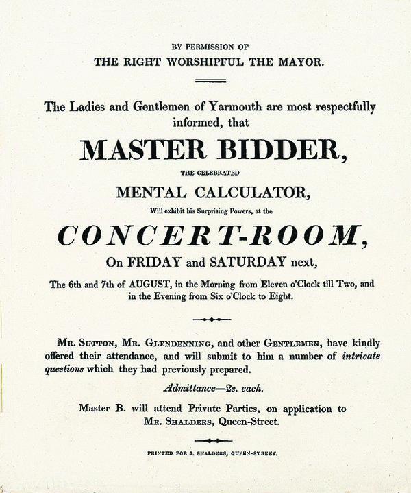 George Bidder - Mental Calculator event poster
