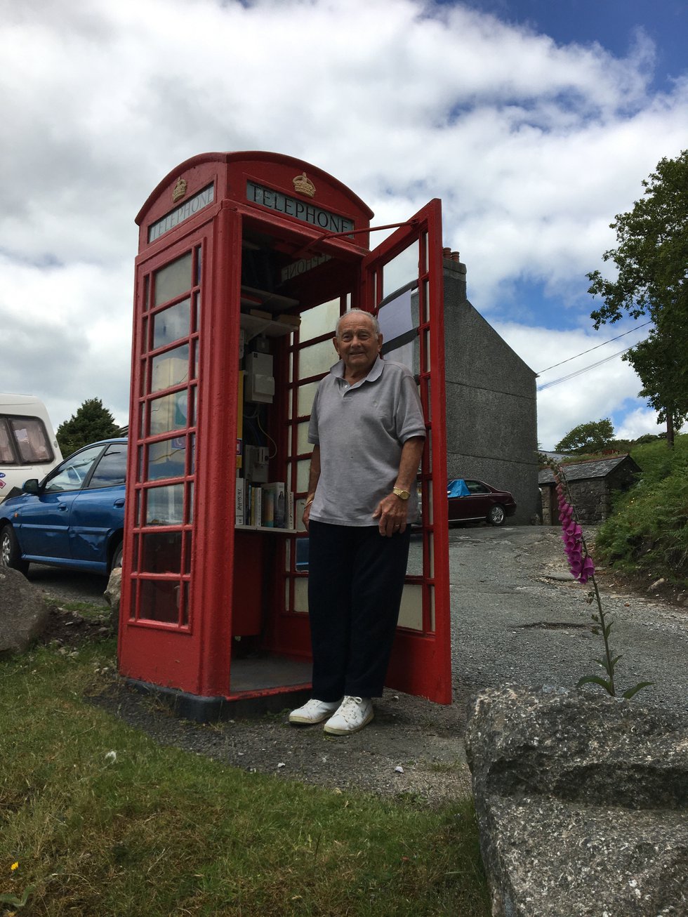 Cllr Taffurelli at the old phone box in Wotter